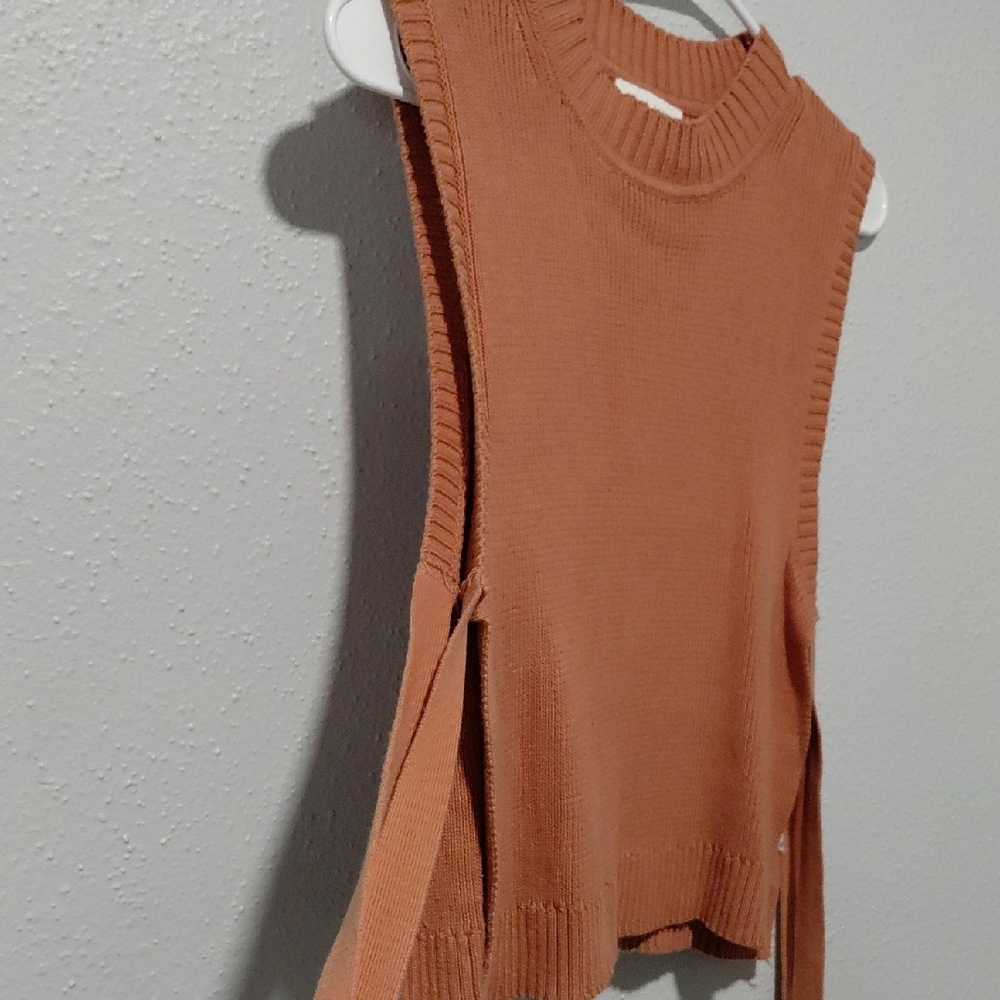 Women's Ribbed Knit Top - Rust - All Row - Picture 3 of 4